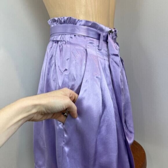 Brand New Sabina Musayev Women's Small Lilac Purple James Shorts Belted Satin - Picture 2 of 16
